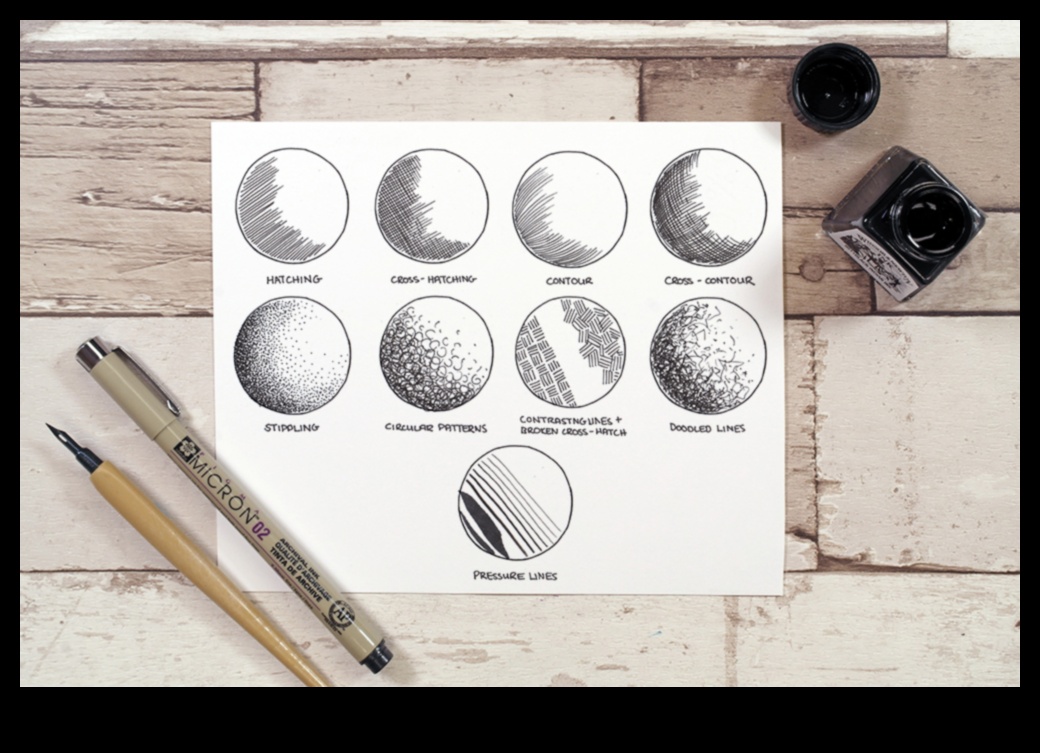 Hatch pildspalvas un tinte Radoša kombinācija 3 Izšķilšanās māksla: tekstūras un dziļuma veidošana pildspalvā un tintē