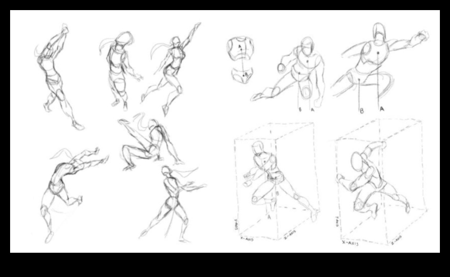 Kustību dinamisko figūru zīmēšanas paņēmienu būtība 4 Kustības būtība: dinamiskas figūru zīmēšanas metodes