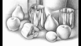 Zīmuļu tehnikas dinamiskiem klusās dabas zīmējumiem grafītā