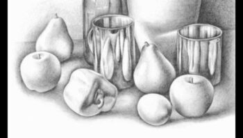 Zīmuļu tehnikas dinamiskiem klusās dabas zīmējumiem grafītā